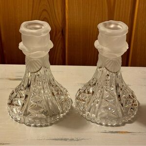 Set if 2 Crystal Candlesticks with Frosted Tips